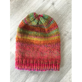 Bonnet rose, vert et jaune