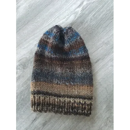 Bonnet brun et bleu