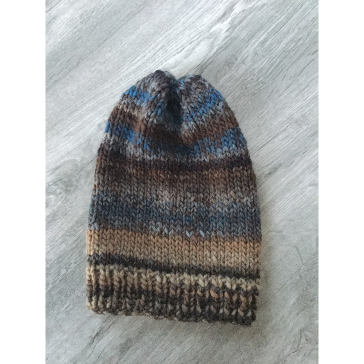 Bonnet brun et bleu